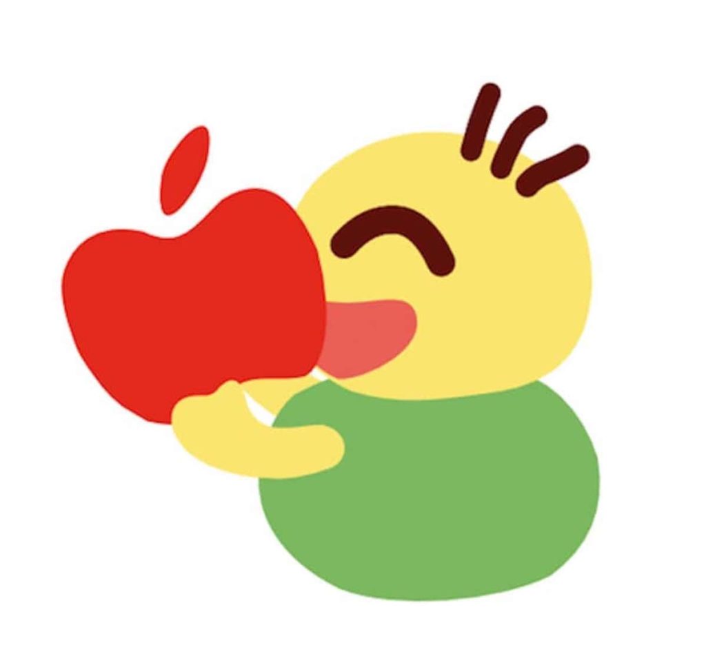 appleを食べる様子